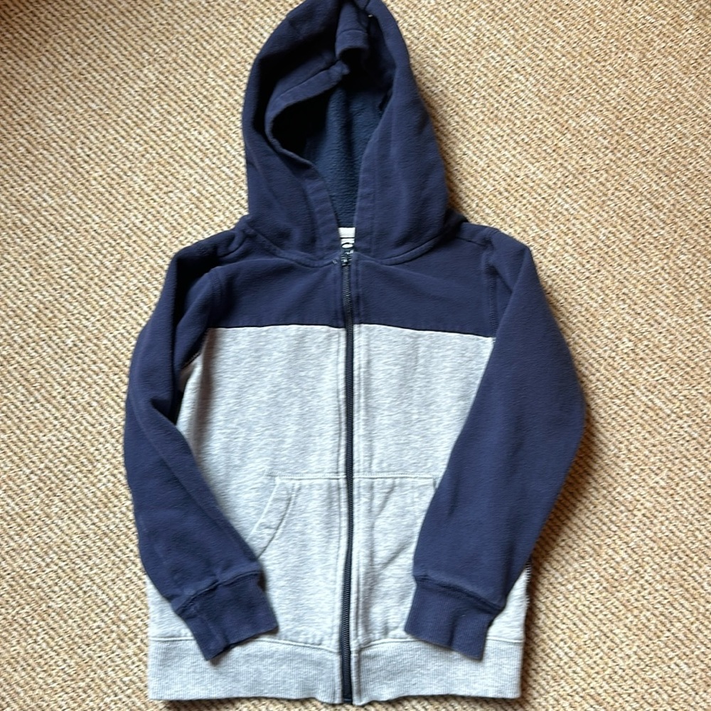 Carters boys size 8 full zip navy blue and gray hoodie